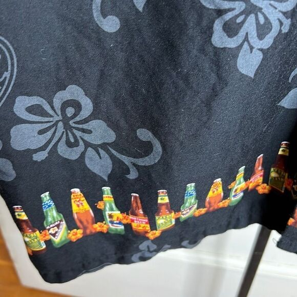 ❤️Vintage Palmwave Hawaiian Beer Bottles Hawaiian Art Button Down Casual Shirt - Picture 5 of 7